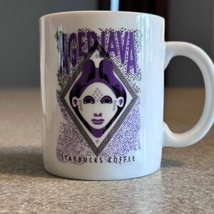 Starbucks Aged Java Indonesian Coffee Mug Cup 12 Oz Vintage Purple Gold